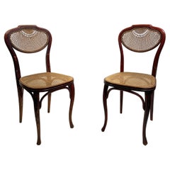 Paire de chaises J. & J. Kohn en bois courbé et en canne, Teschen, Autriche, vers 1900