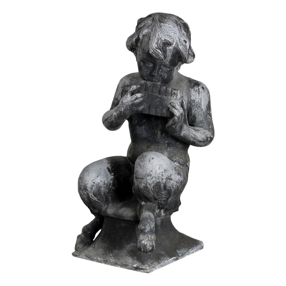 Pair of J P White Lead Garden Figures of Satyr Musicians
