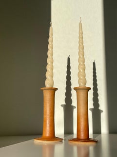 J. Packness Tawny Brown Ceramic Candle Sticks, 1970s