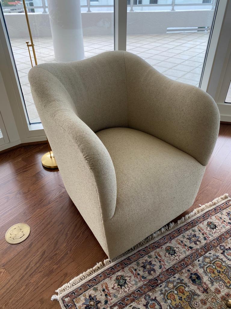 A pair of matching J. Robert Scott matching upholstered in the same fabric, wood frame the wave armchairs these chairs come from an Estate on Park Avenue
(See the sofas!).