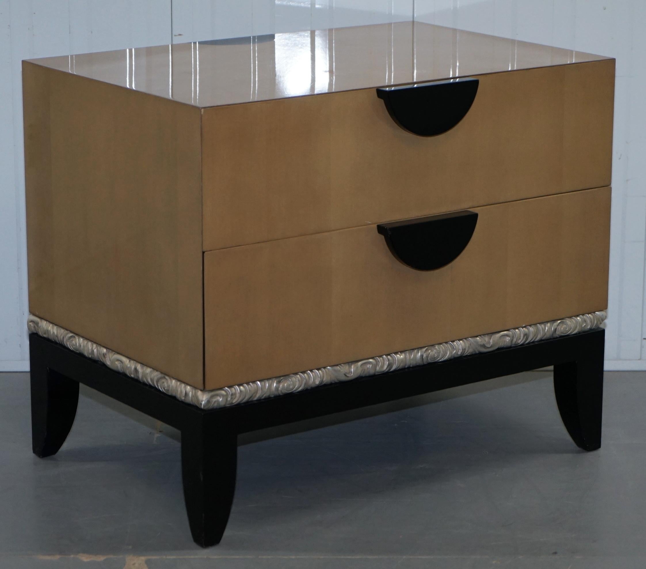 Pair of J Robert Scott Cloud Chests of Drawers 14-Carat Gold Leaf Glaze For Sale 8