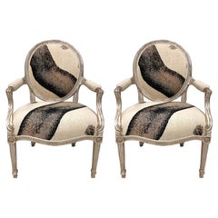 Vintage Pair of J. Robert Scott Louis XVI Style French Fauteuil Arm Chairs