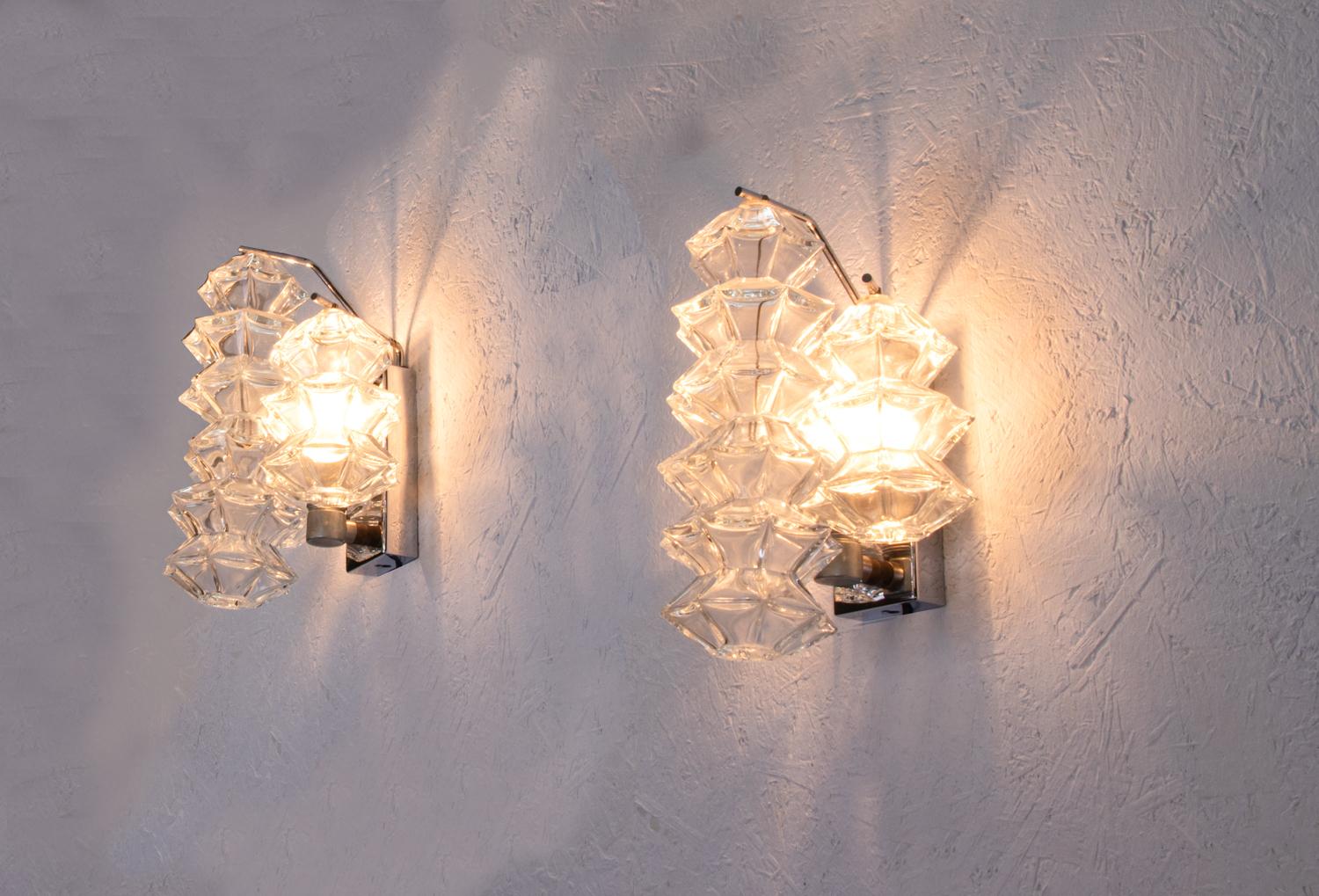 Austrian Pair of J. T. Kalmar 'Pagoda' Wall Sconces, 1960s, Vienna For Sale