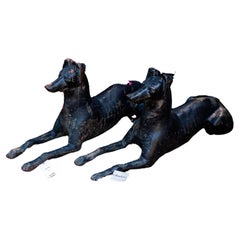 Pair of J. W. Fiske Greyhound Garden Statues