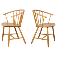 Retro Pair of J64 Danish Modern Armchairs by Ejvind Johansson