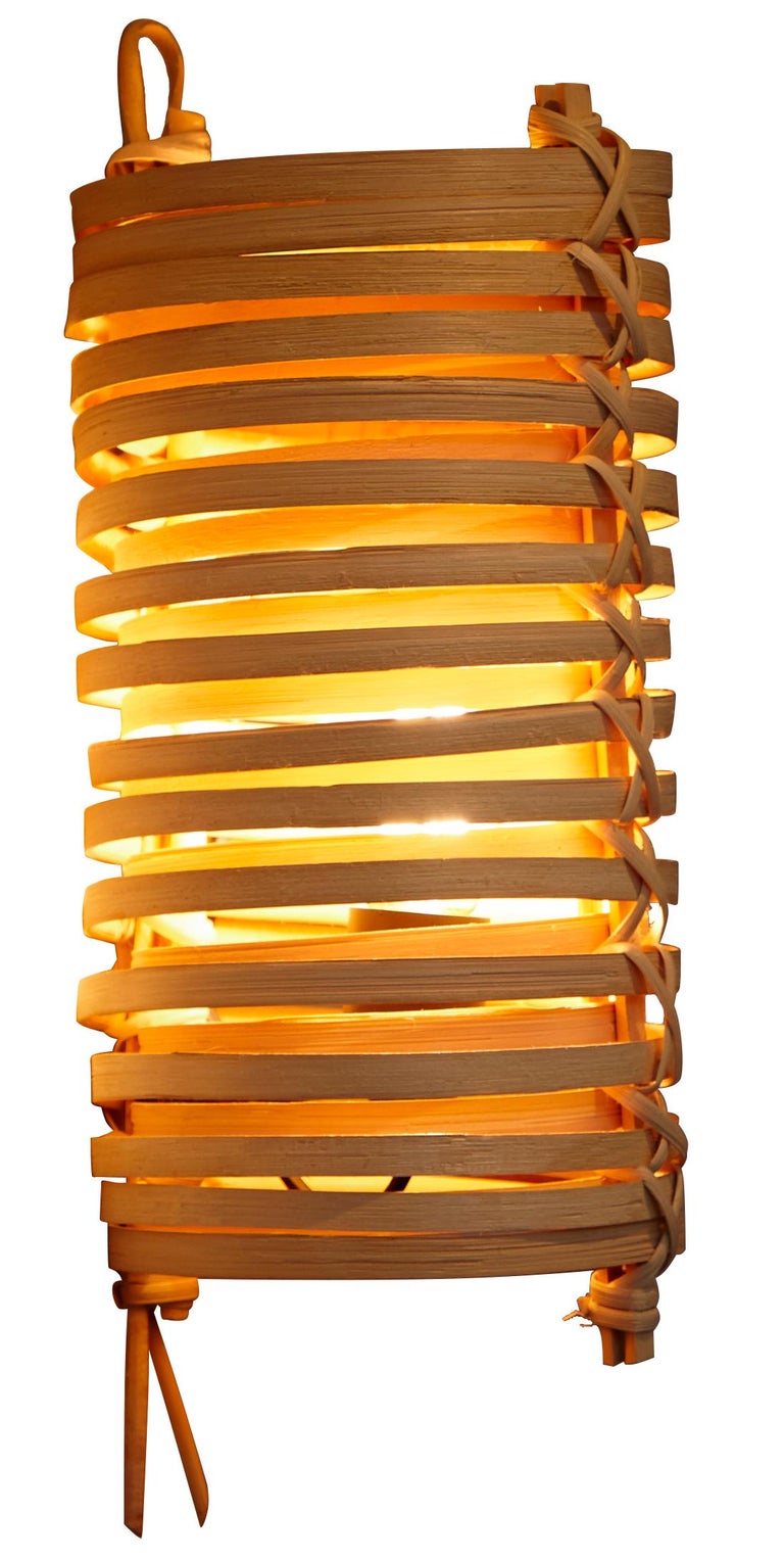 Pair of J.A. Coderch 'Junco' Rattan Cane Wall Lamps for Tunds at 1stDibs