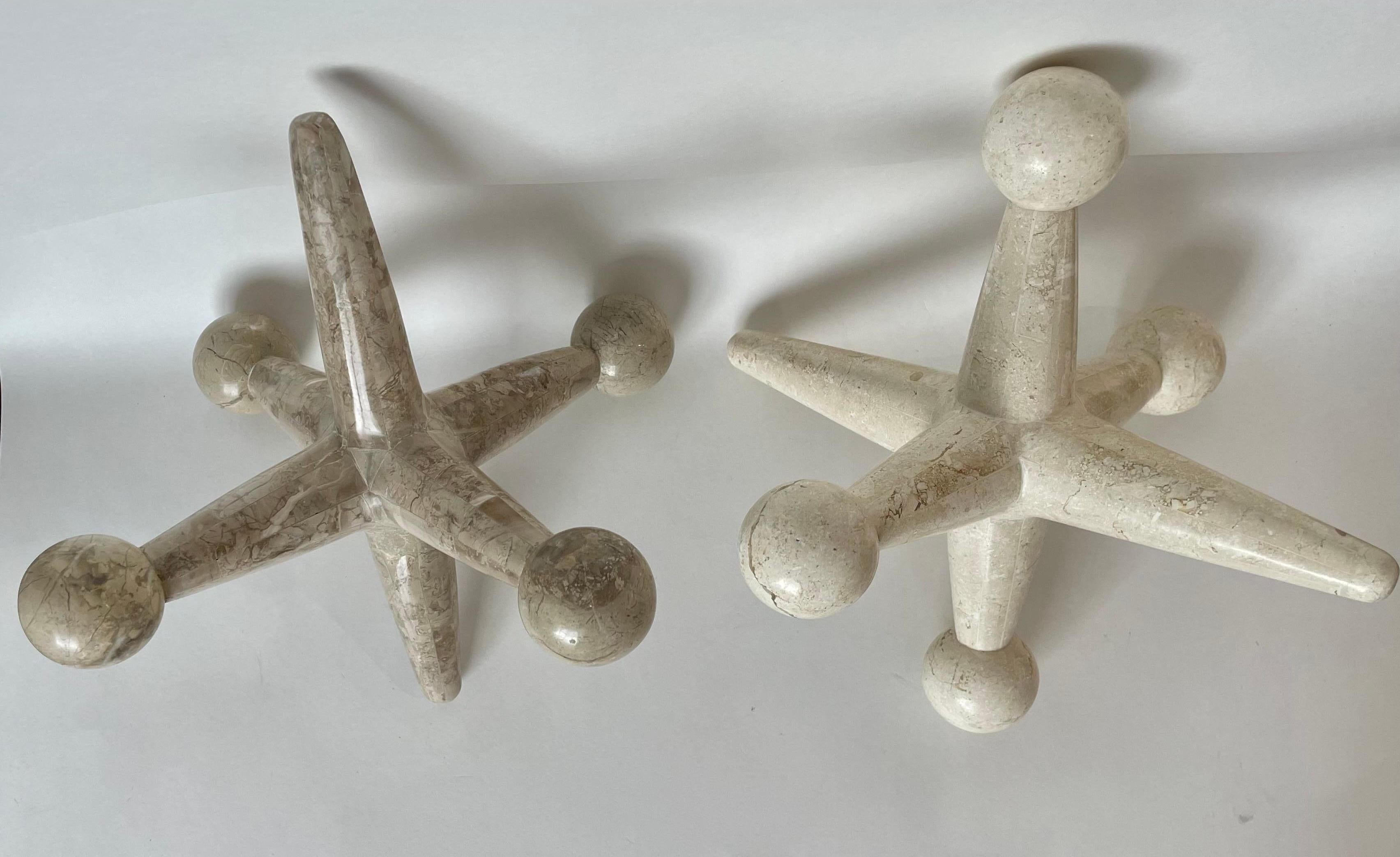 20th Century Pair of Jack Sculptures in Tessellated Marble For Sale