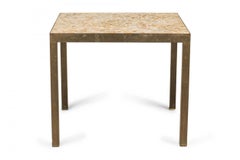 Pair of Jack Stewart Beige Mosaic Tile and Brass Frame Square End / Side Tables