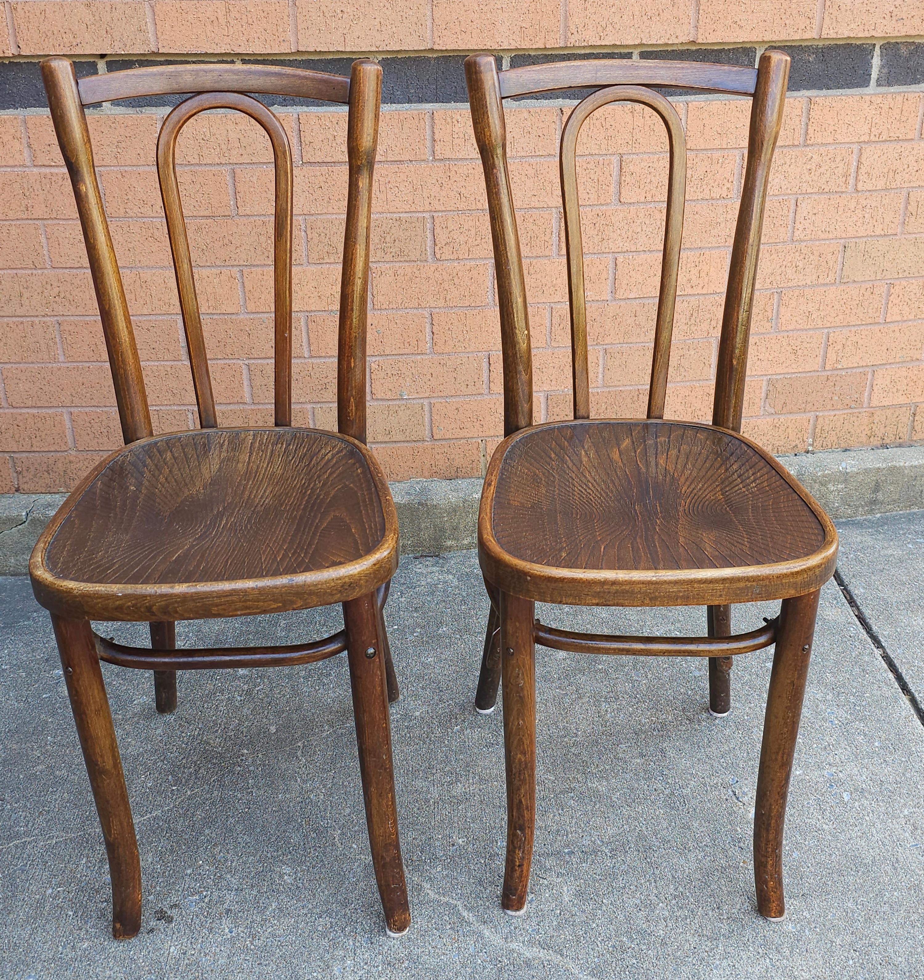 Hand-Crafted Pair of Jacob and Josef Kohn Mundus Bentwood Side Chairs For Sale