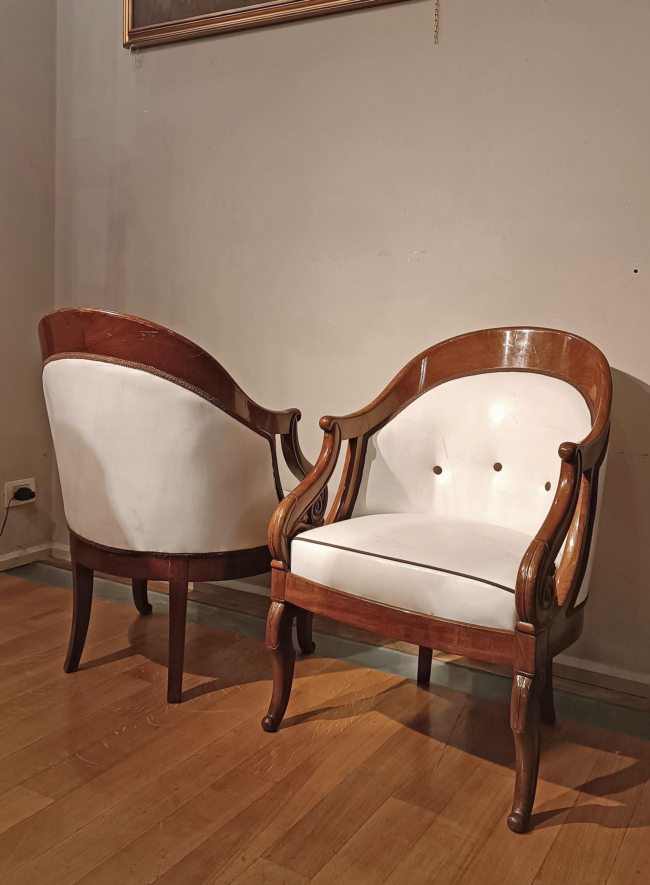 Tissu Paire de fauteuils JACOB du début du 19e siècle en vente