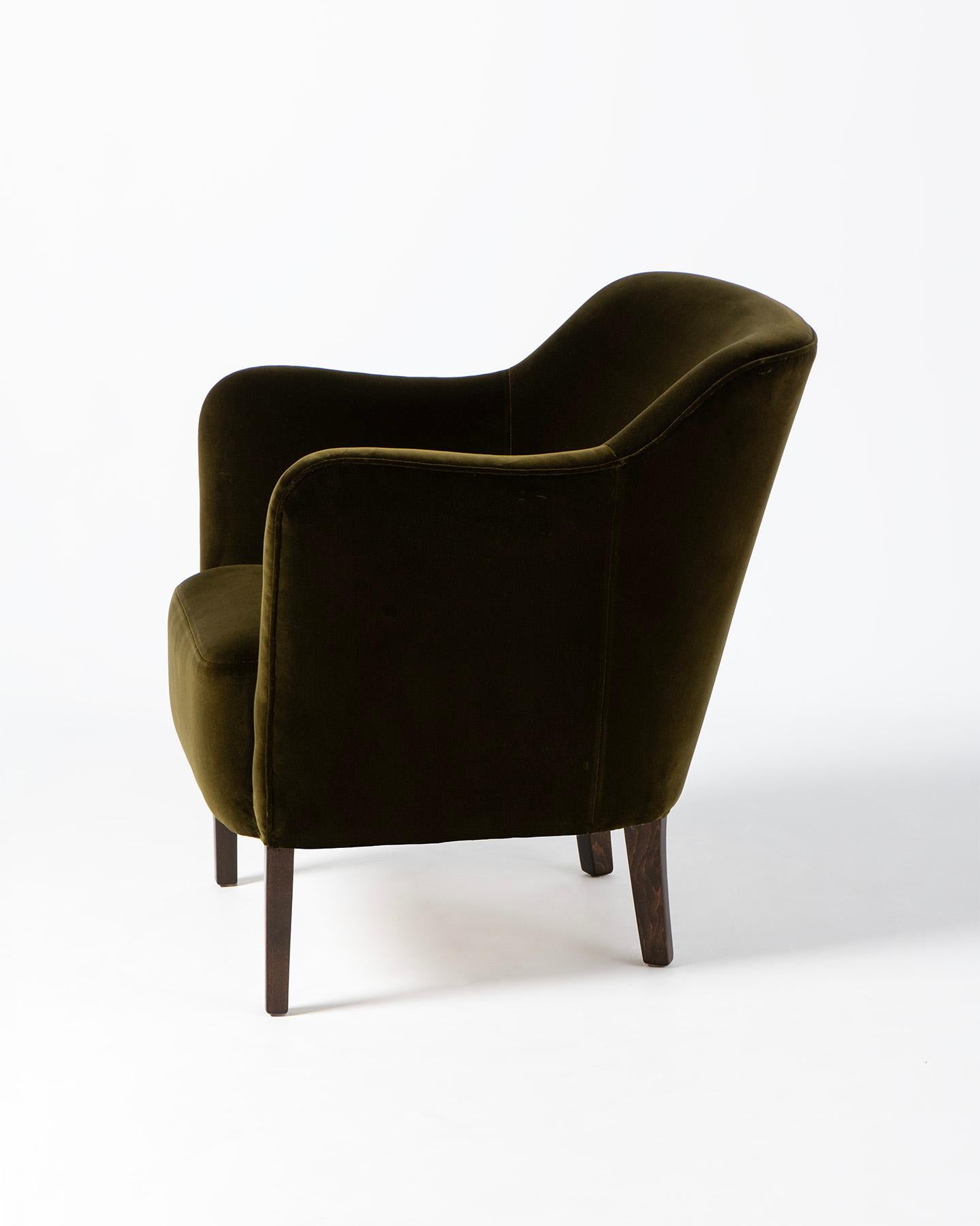 Danois Paire de fauteuils Jacob Kjaer verts des années 1940 en vente