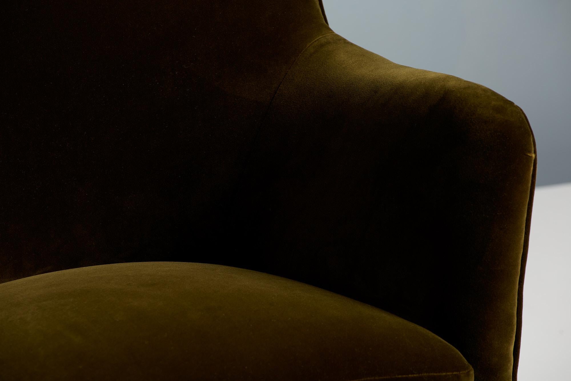 Pair of Jacob Kjaer Green Velvet 1940s Armchairs In Excellent Condition In London, England