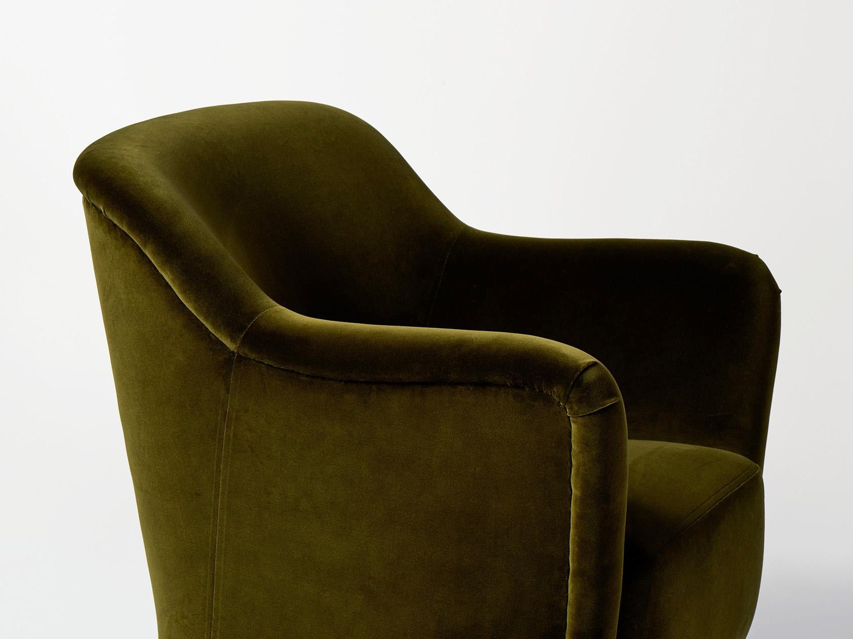 Mid-20th Century Pair of Jacob Kjaer Green Velvet 1940s Armchairs