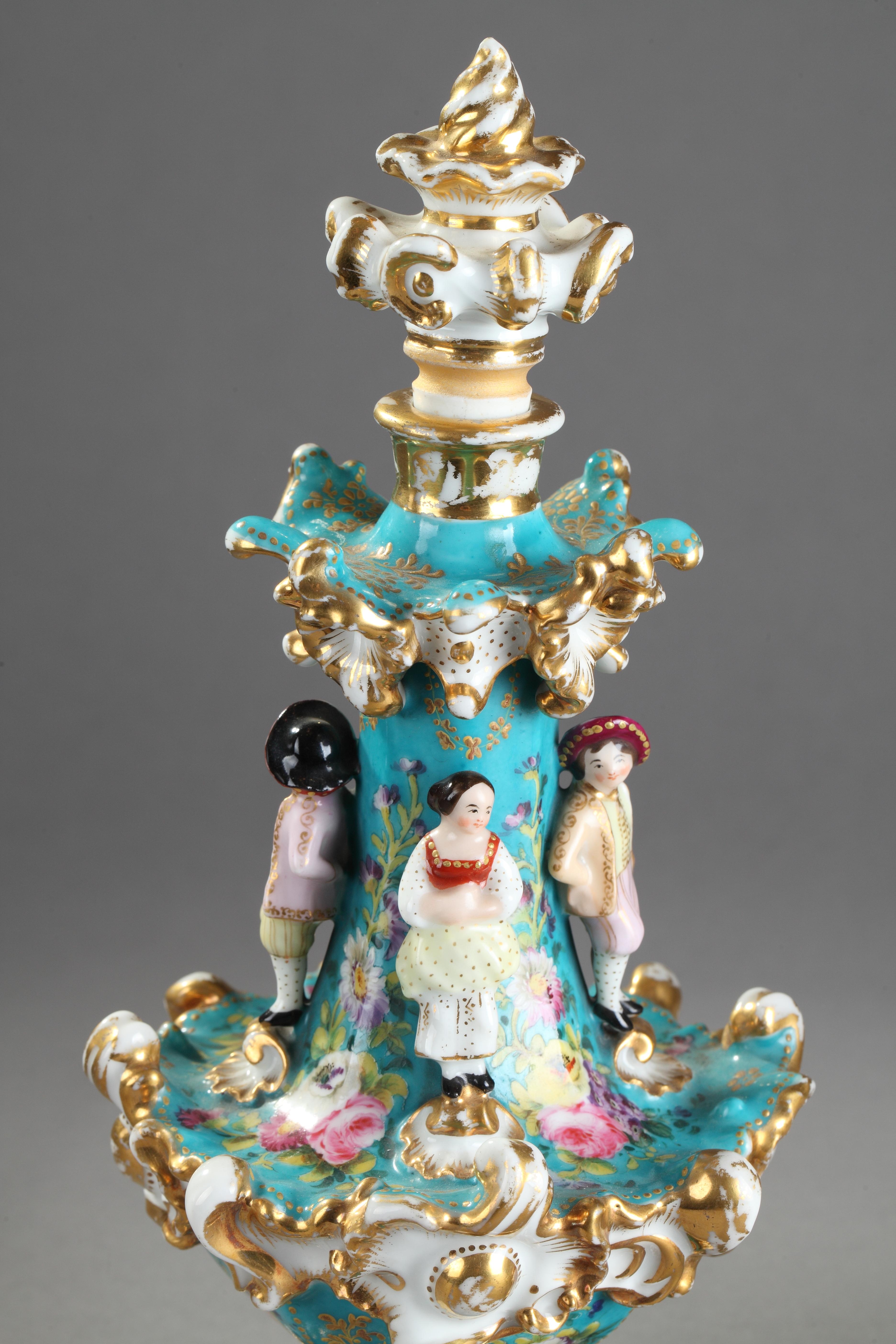 Restauration Pair of Jacob Petit Porcelain Flask, circa 1830-1840 For Sale
