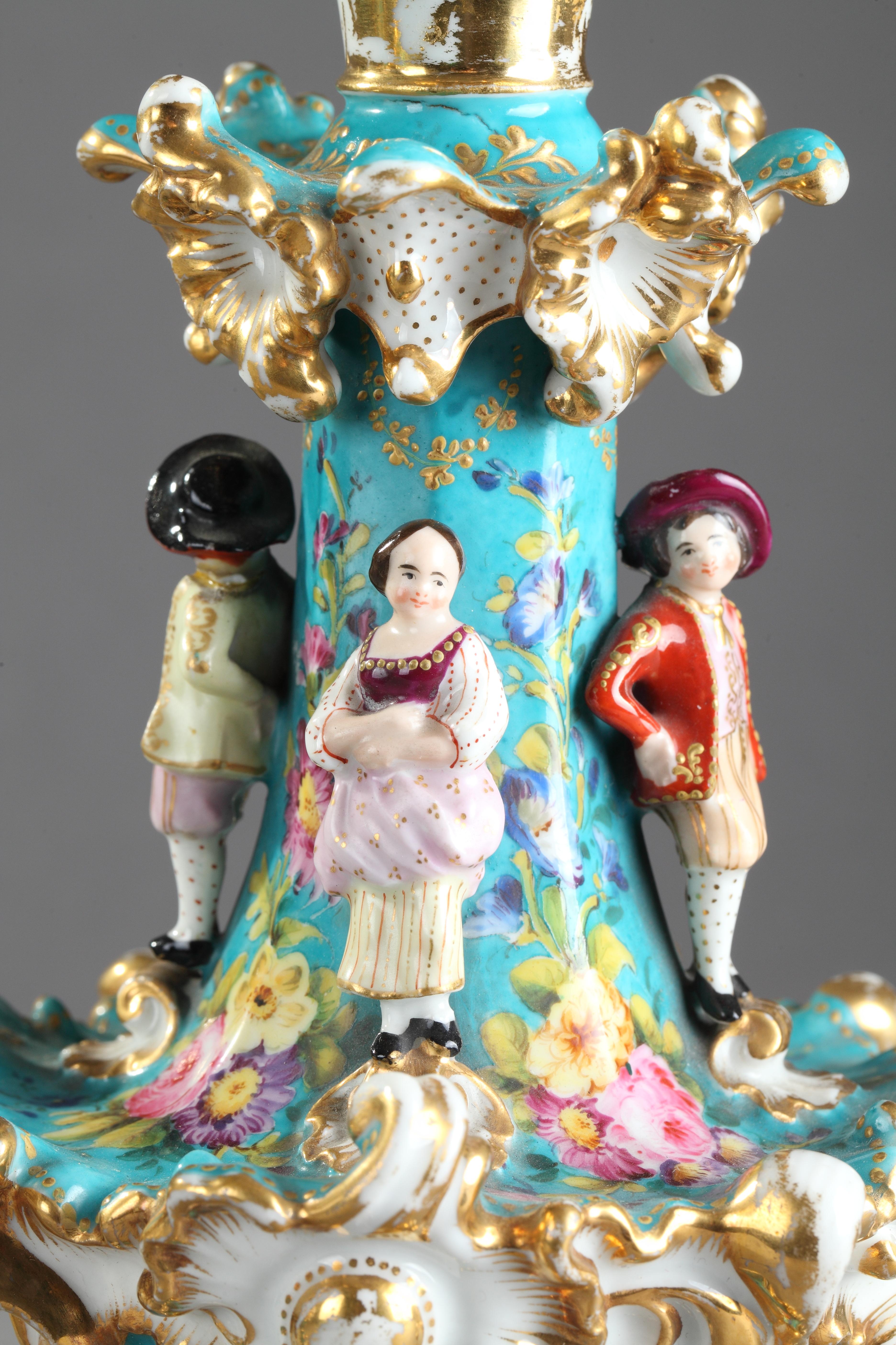 Pareja de petacas de porcelana Jacob Petit, hacia 1830-1840 Mediados del siglo XIX en venta