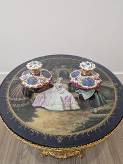 Pair Of Jacob Petite Vieux Paris Pink, Blue & Purple Floral Grape Motif Bottles