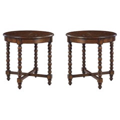 Pair of Jacobean Round Side Tables