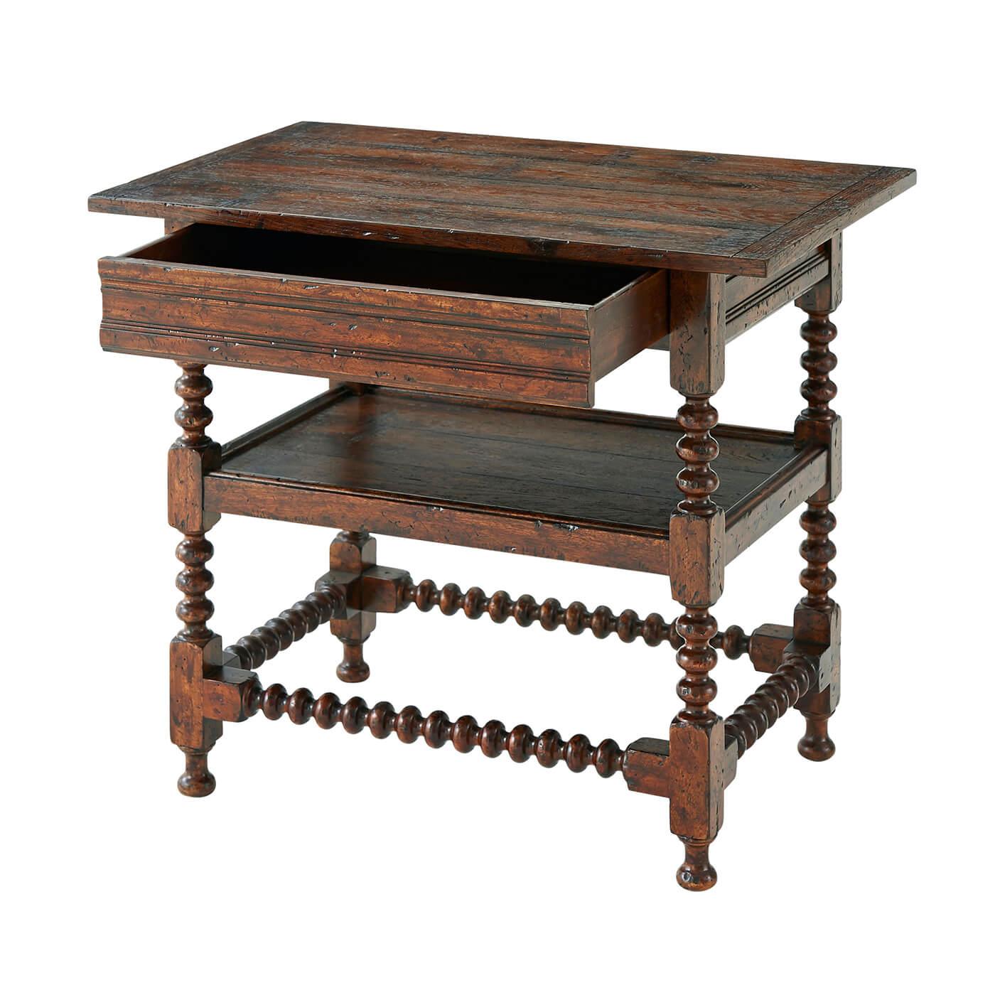Rustic Pair of Jacobean Style Nightstands For Sale