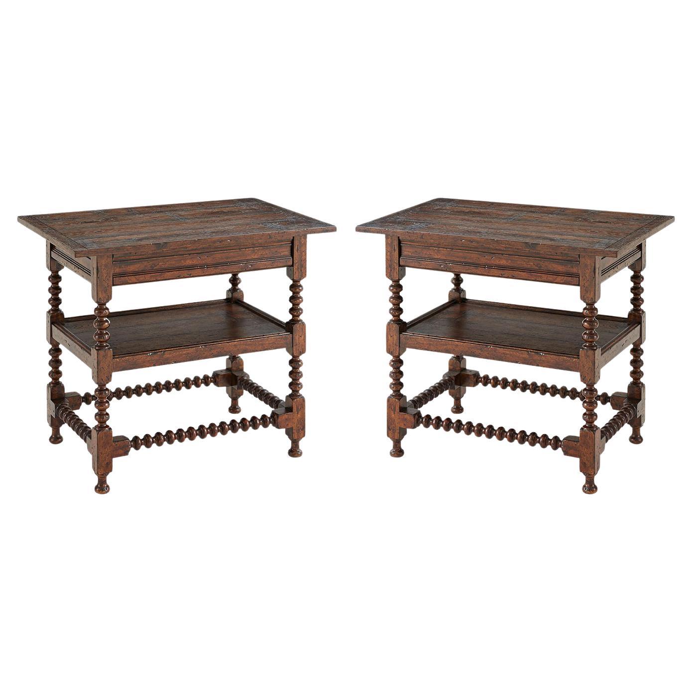 Pair of Jacobean Style Nightstands For Sale