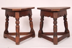 Pair of Jacobean Style Oak Joint Stools