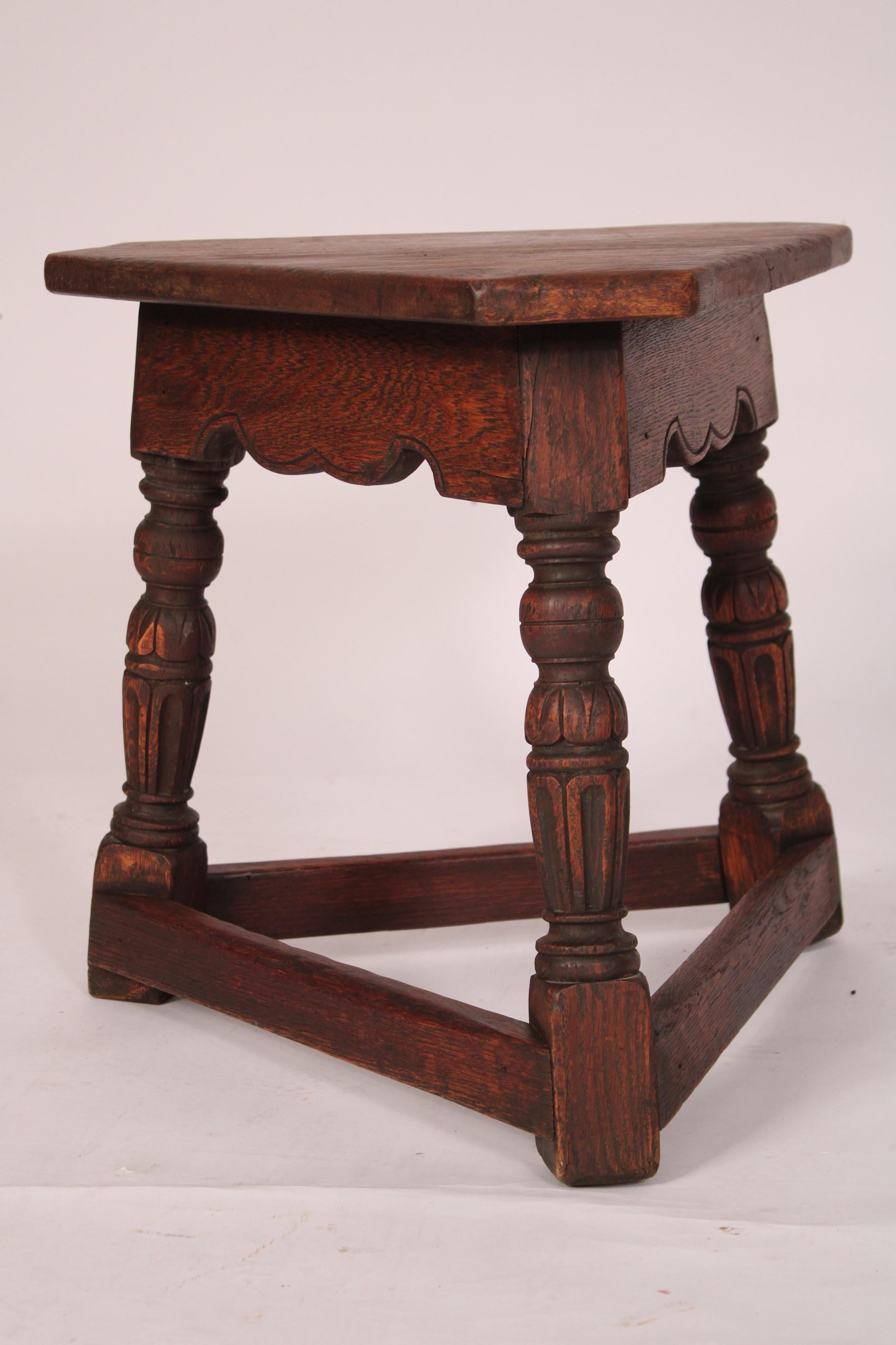 North American Pair of Jacobean Style Oak Joint Stools