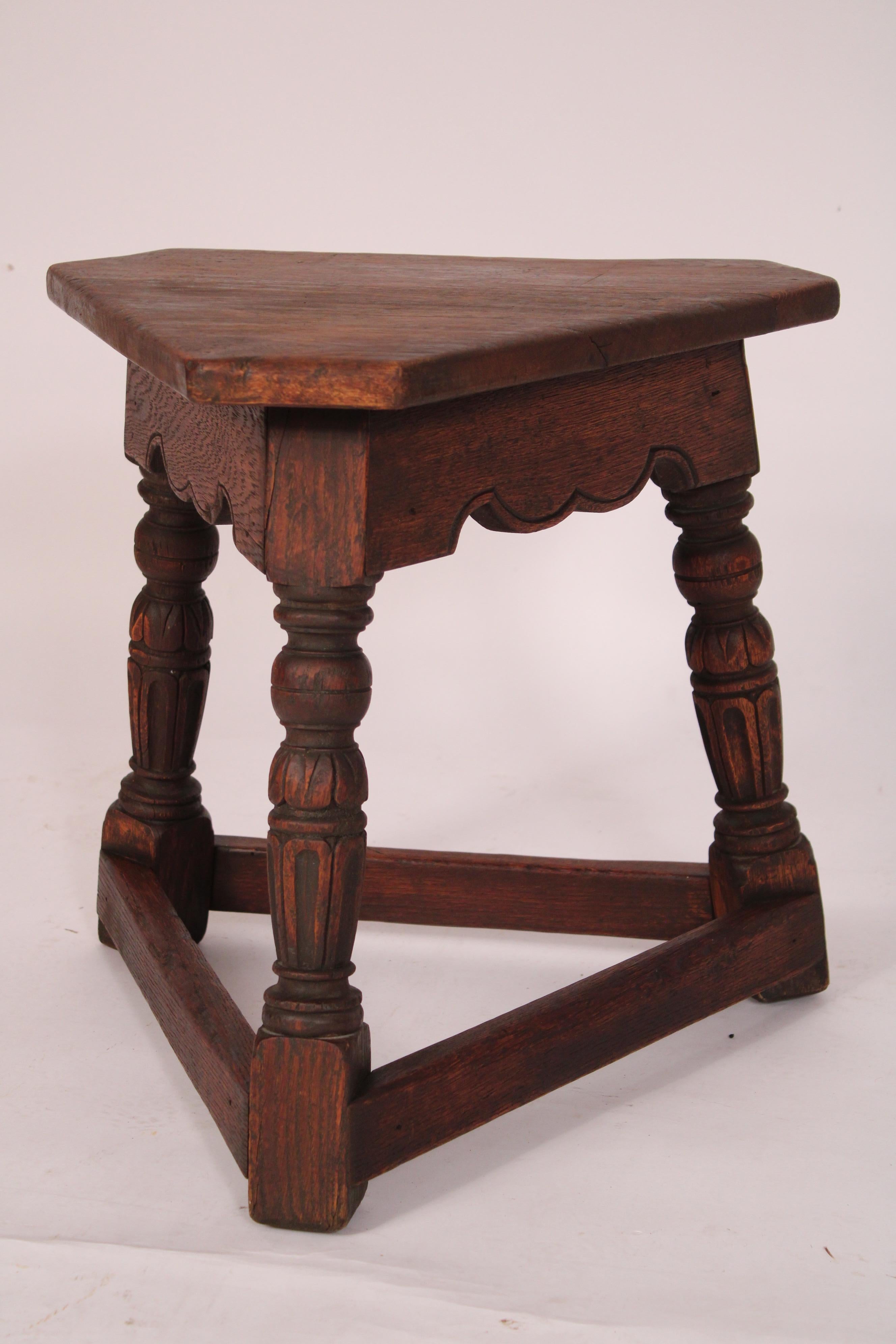 Mid-20th Century Pair of Jacobean Style Oak Joint Stools