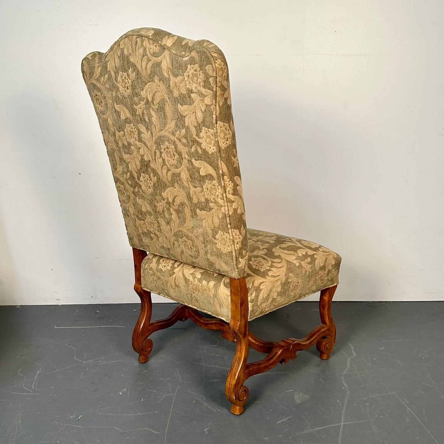 Pair of Jacobean Throne Chairs, King and Queen, Fine Fabric For Sale 4
