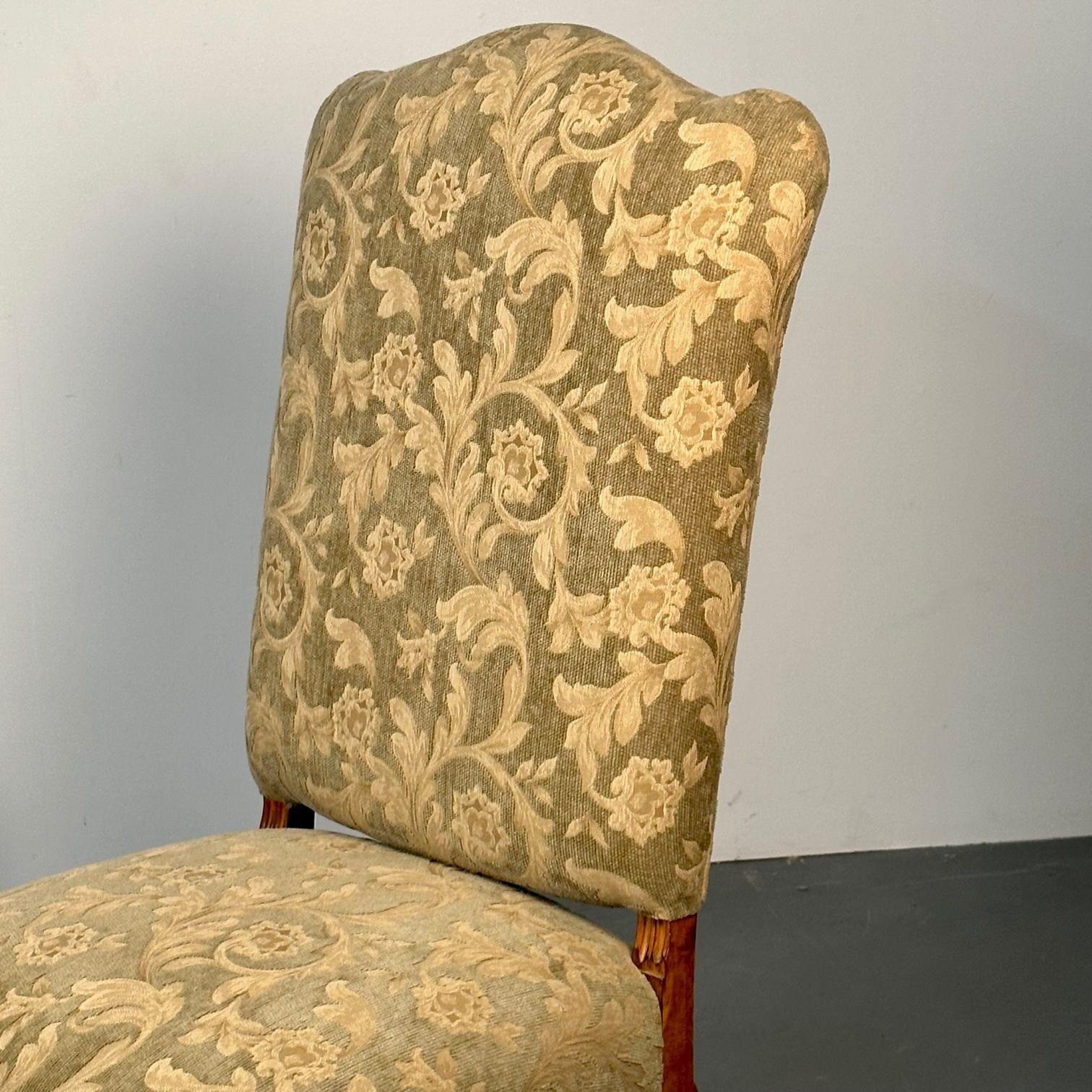 Pair of Jacobean Throne Chairs, King and Queen, Fine Fabric For Sale 6