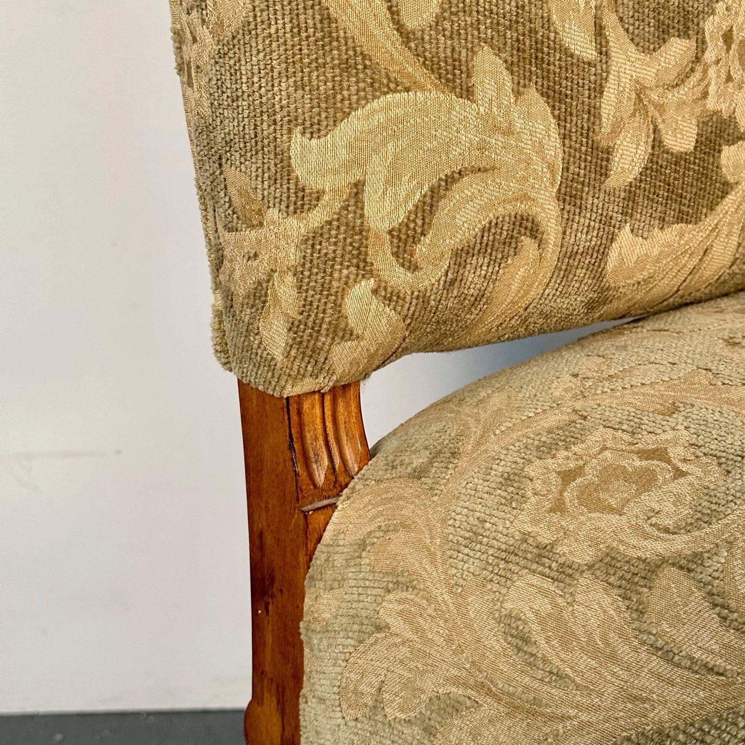 Pair of Jacobean Throne Chairs, King and Queen, Fine Fabric For Sale 7