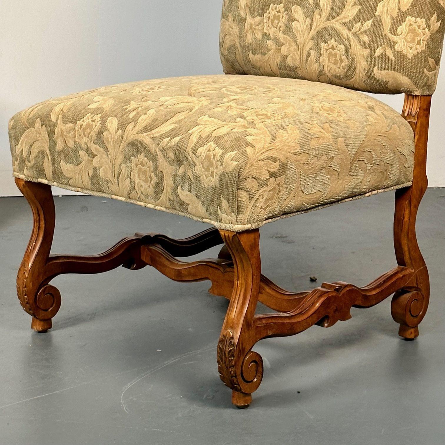 Pair of Jacobean Throne Chairs, King and Queen, Fine Fabric For Sale 9
