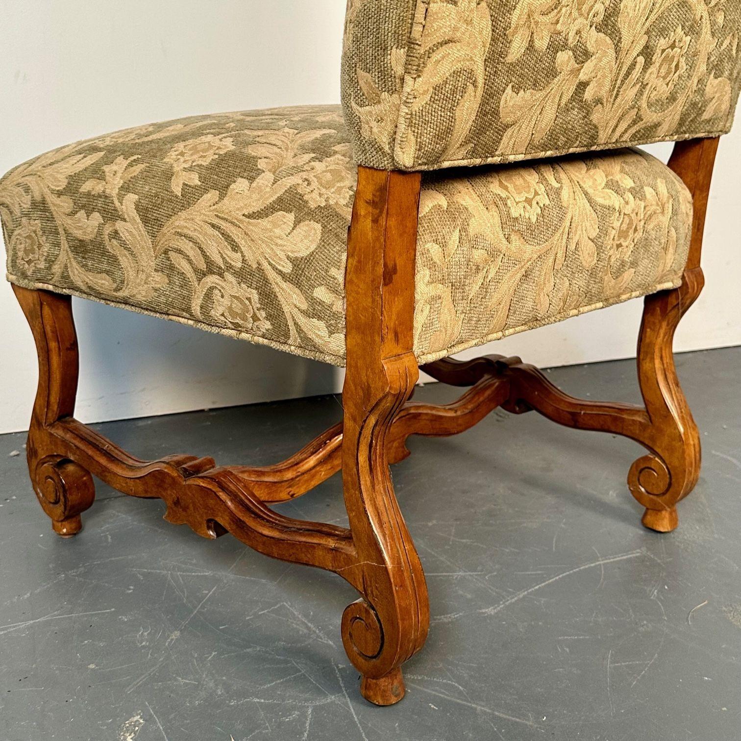 Pair of Jacobean Throne Chairs, King and Queen, Fine Fabric For Sale 10
