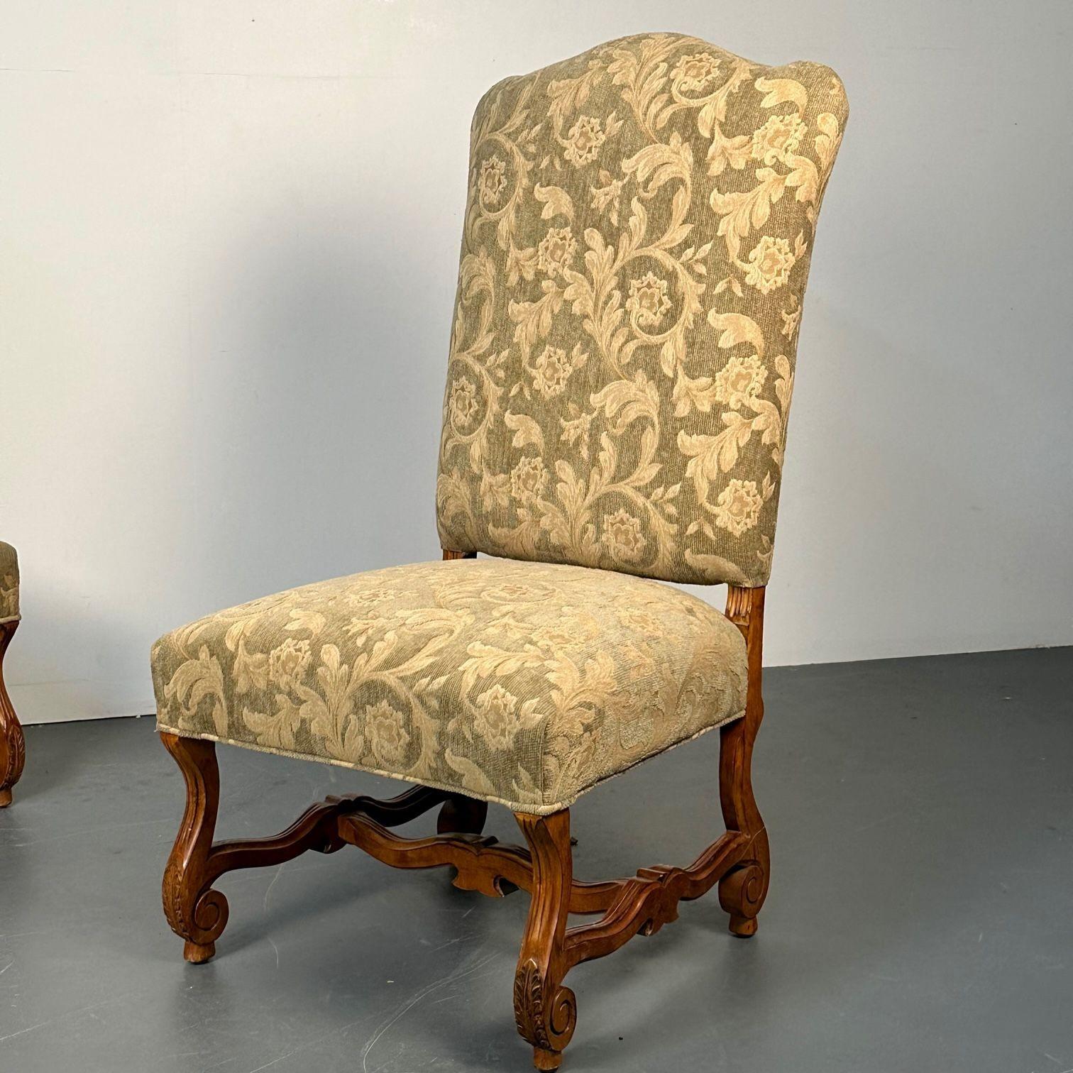 Textile Pair of Jacobean Throne Chairs, King and Queen, Fine Fabric For Sale