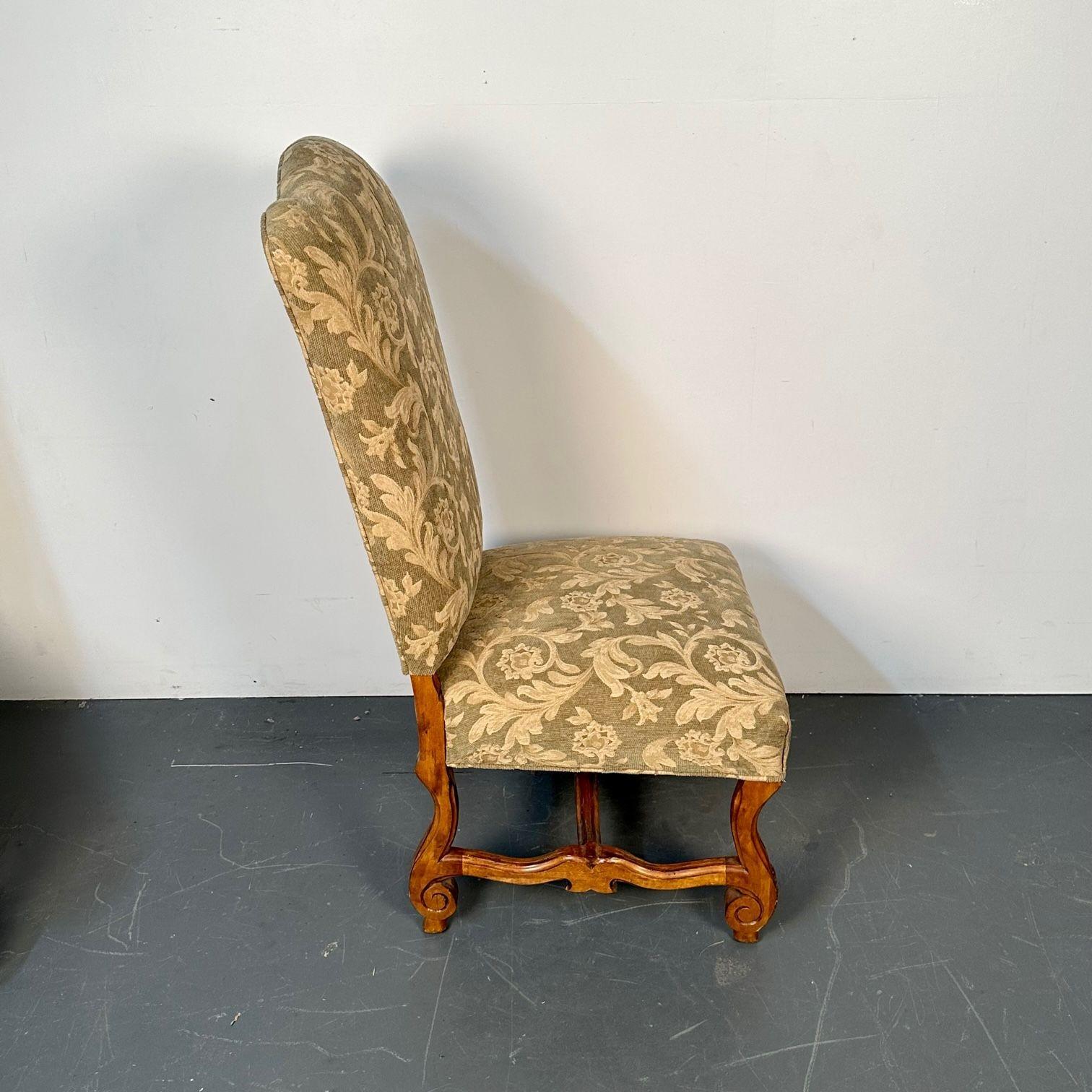 Pair of Jacobean Throne Chairs, King and Queen, Fine Fabric For Sale 1