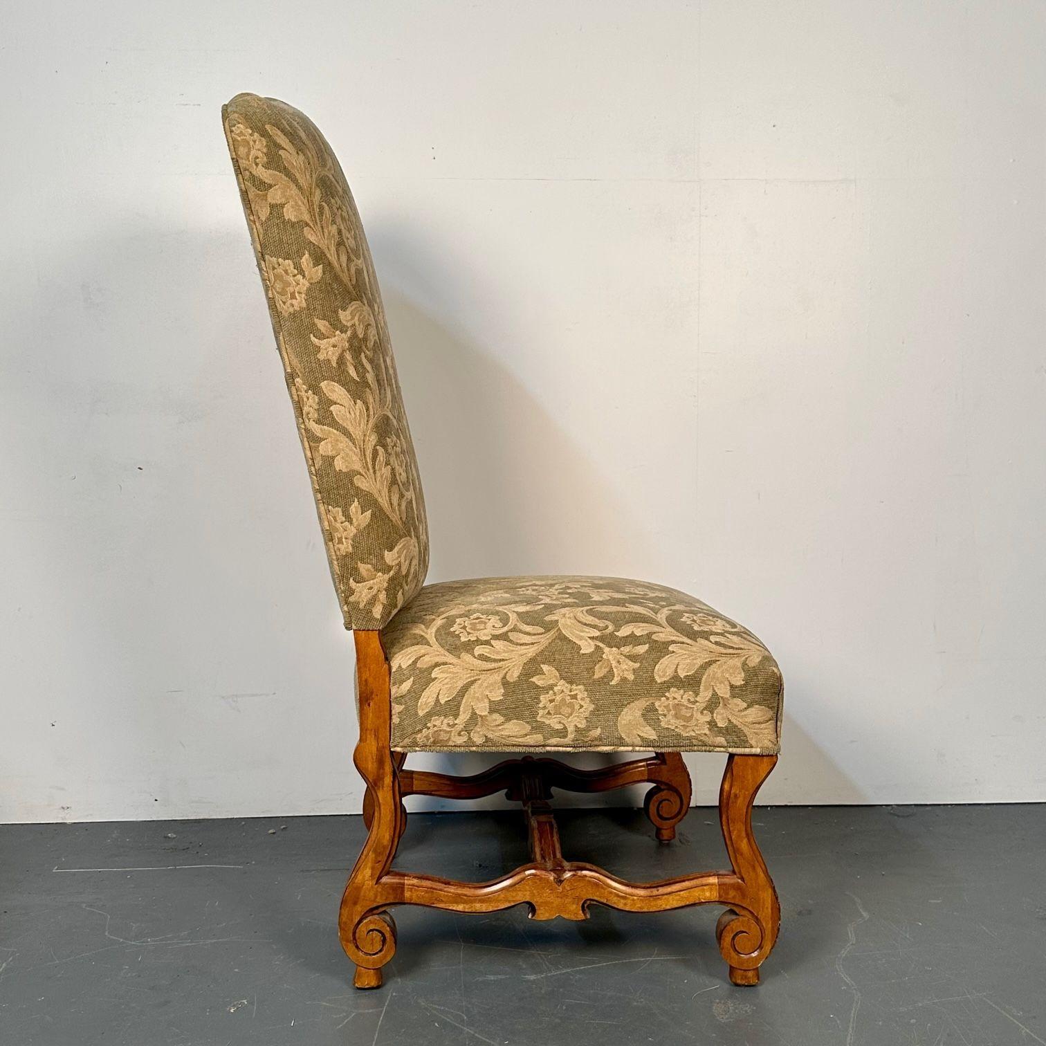 Pair of Jacobean Throne Chairs, King and Queen, Fine Fabric For Sale 2