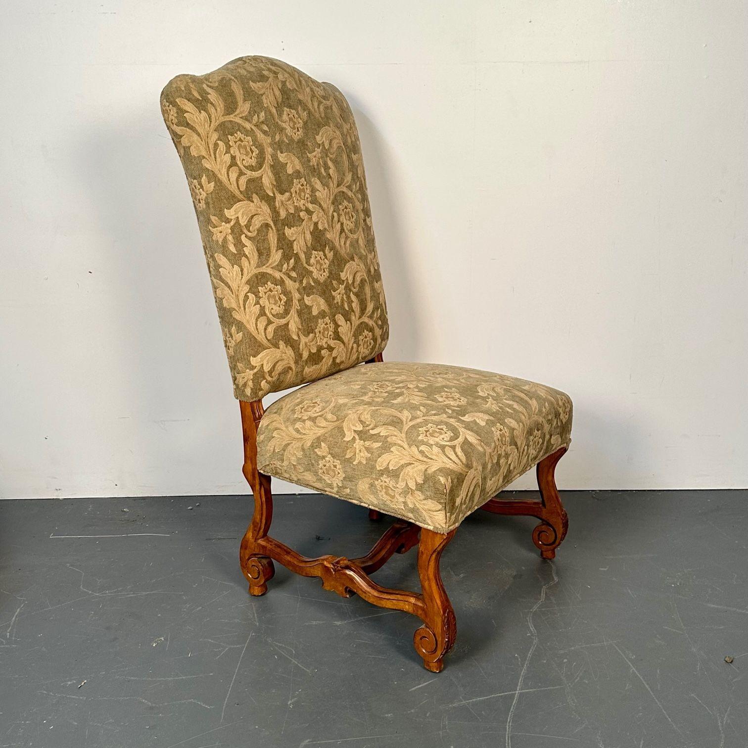 Pair of Jacobean Throne Chairs, King and Queen, Fine Fabric For Sale 3