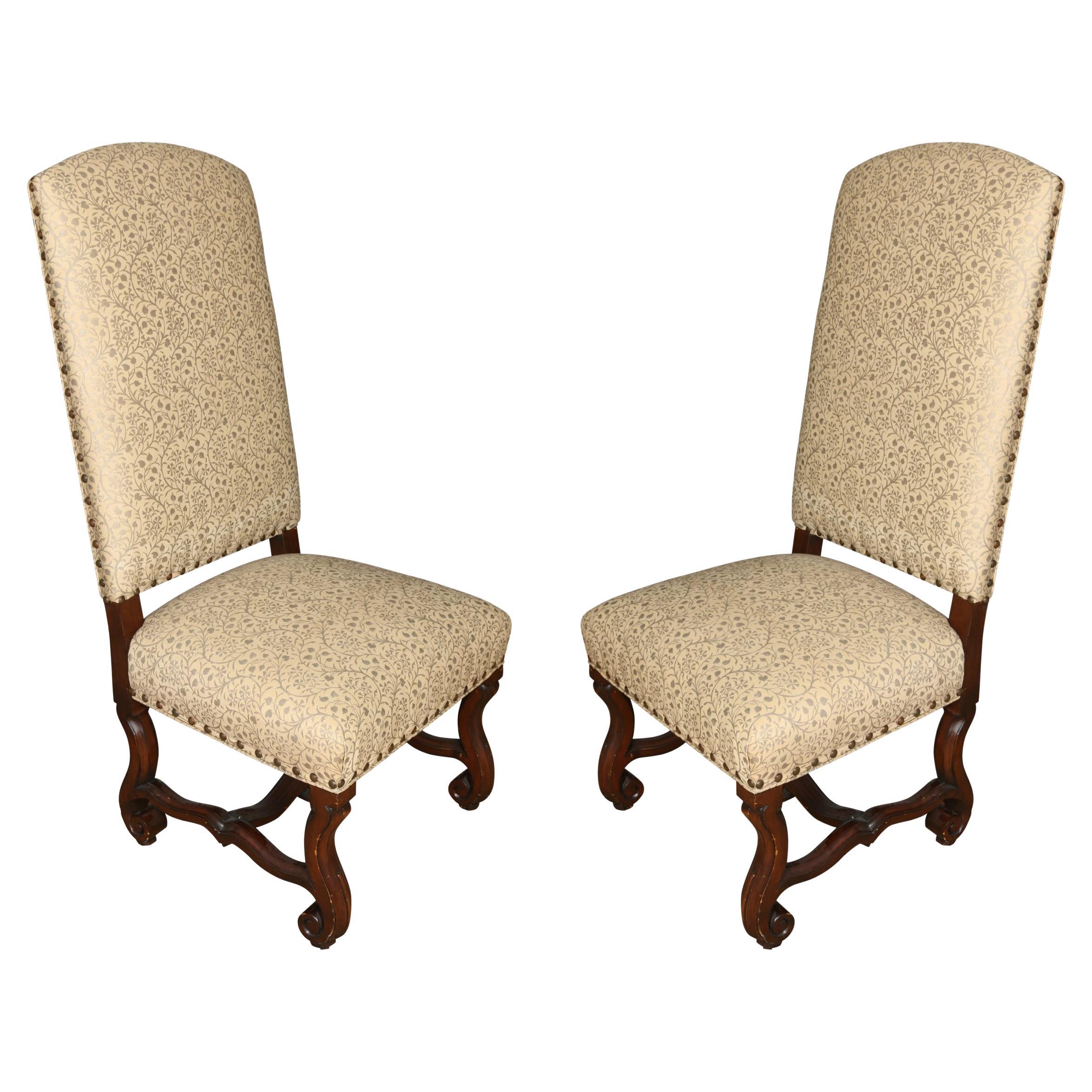 Pair of Jacobean Walnut Upholstered Side Chairs For Sale