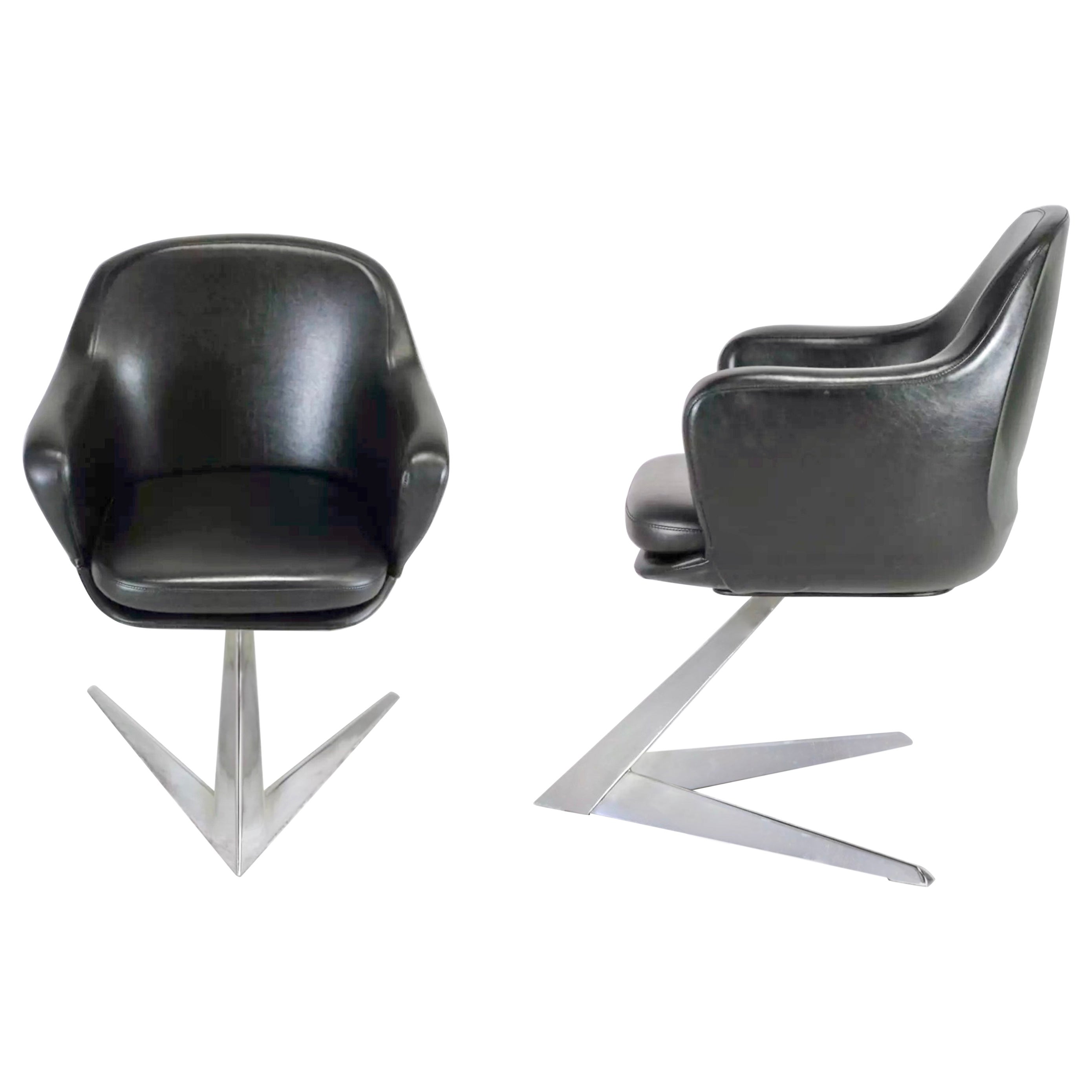 Pair of Jacques Adnet Air France Boardroom Chairs For Sale