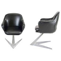 Pair of Jacques Adnet Air France Boardroom Chairs