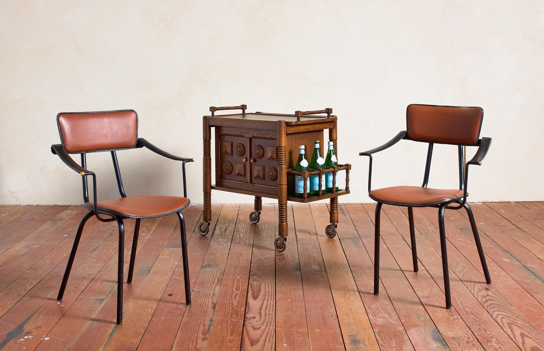Pair of Jacques Adnet Armchairs im Angebot 14