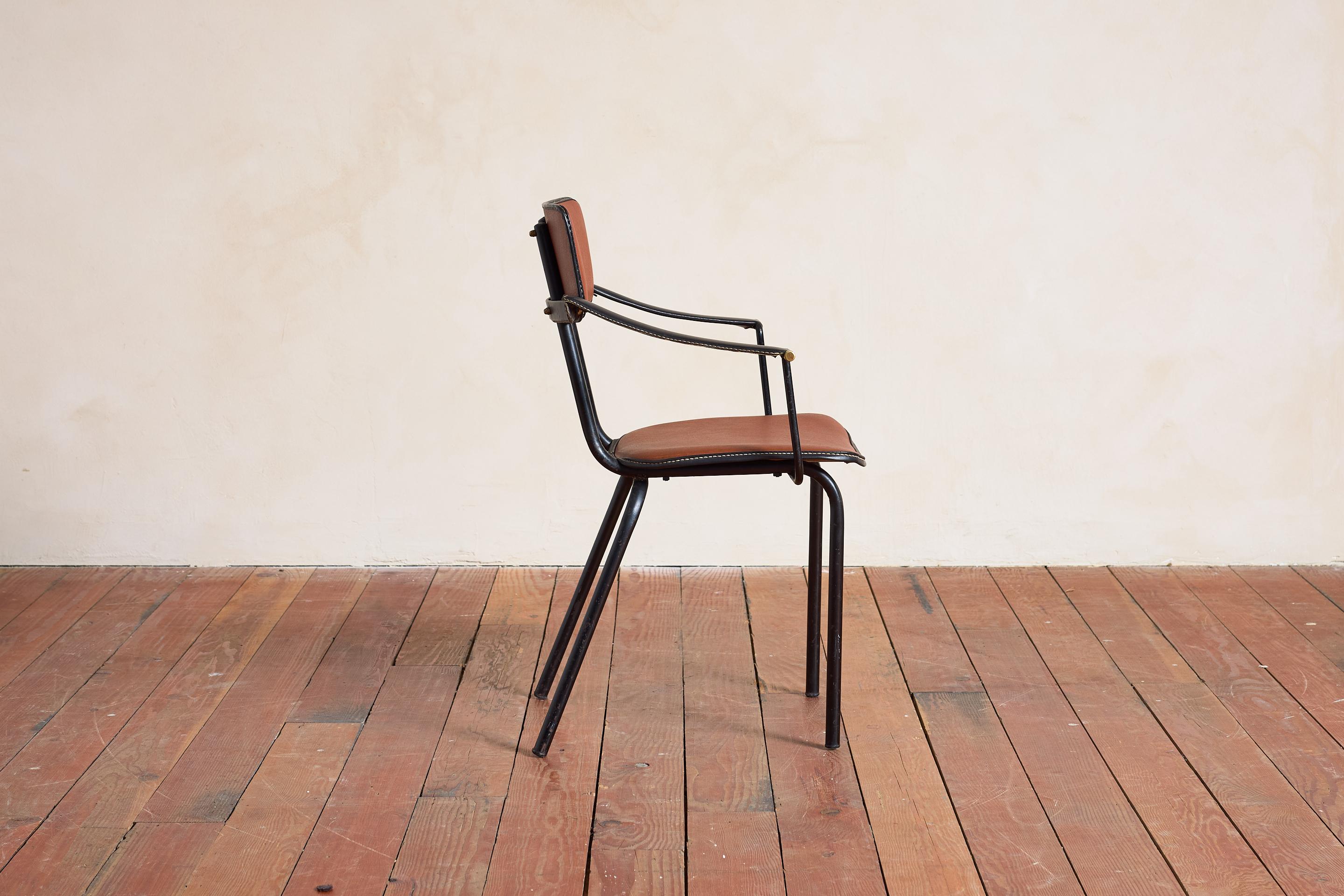 Pair of Jacques Adnet Armchairs im Angebot 1