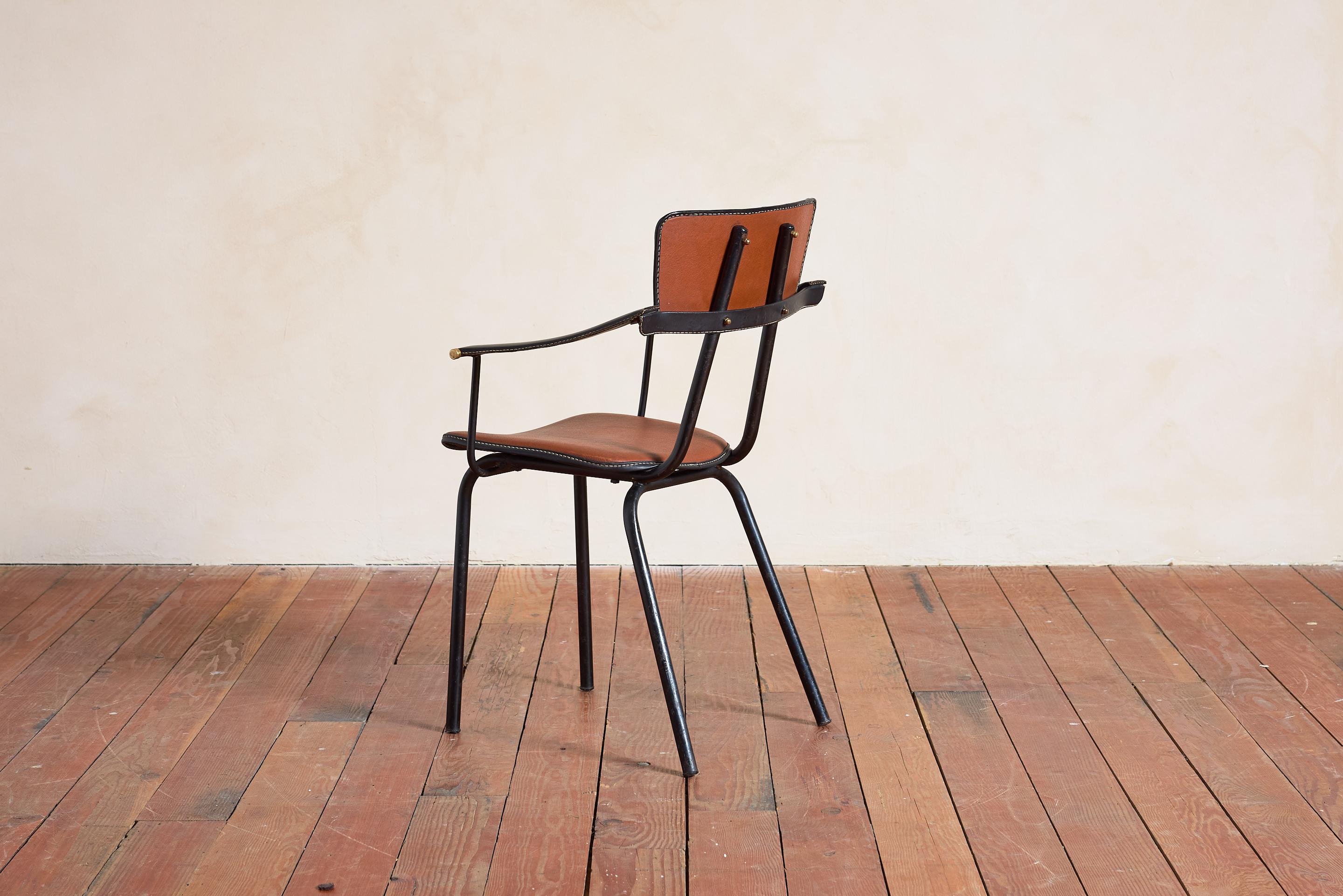 Pair of Jacques Adnet Armchairs im Angebot 2