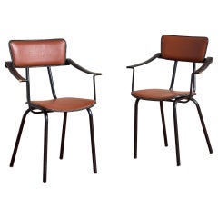 Pair of Jacques Adnet Armchairs