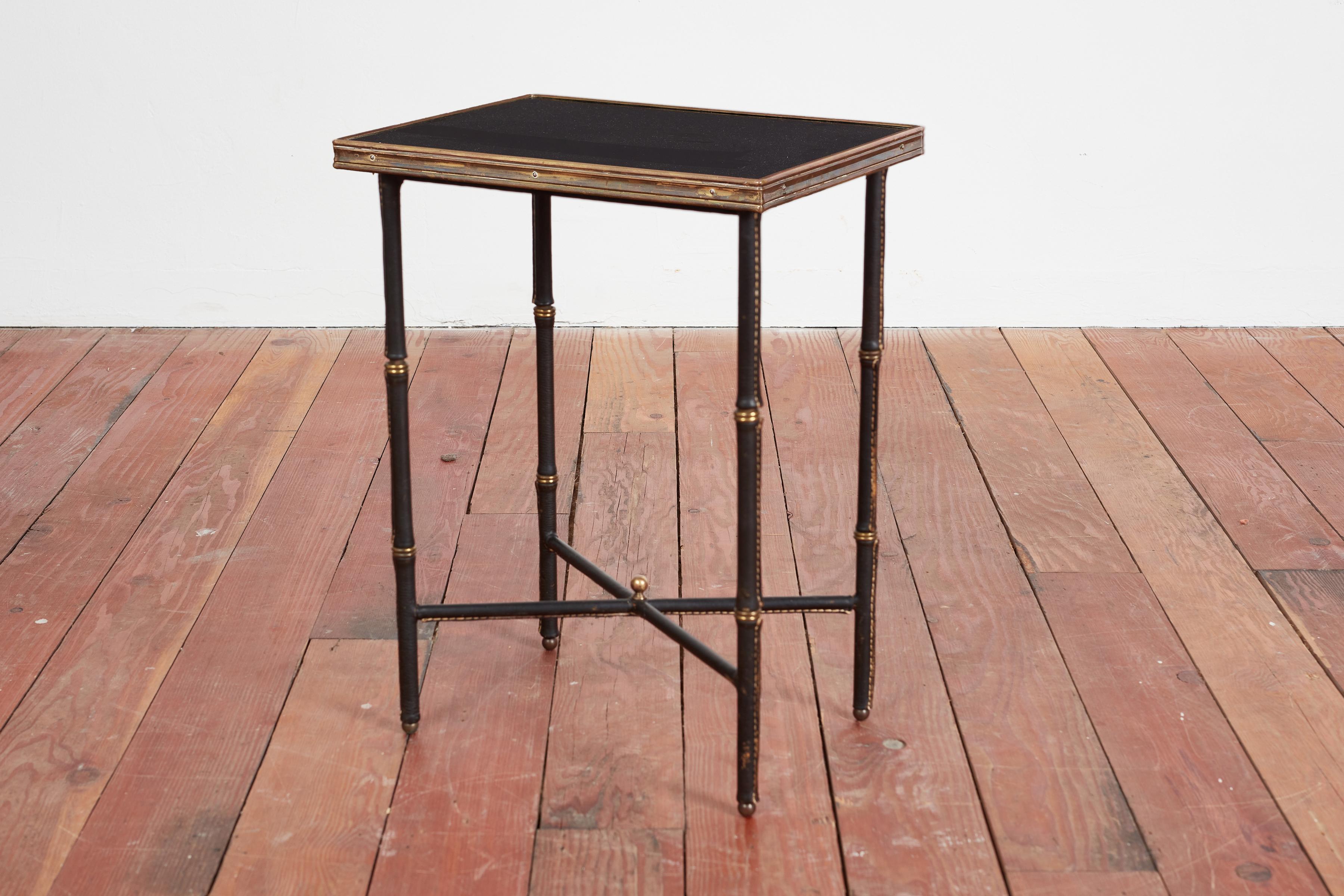French Pair of Jacques Adnet End Tables  For Sale