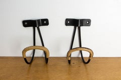 Pair of Jacques Adnet Iron & Leather Coat Rack circa 1950