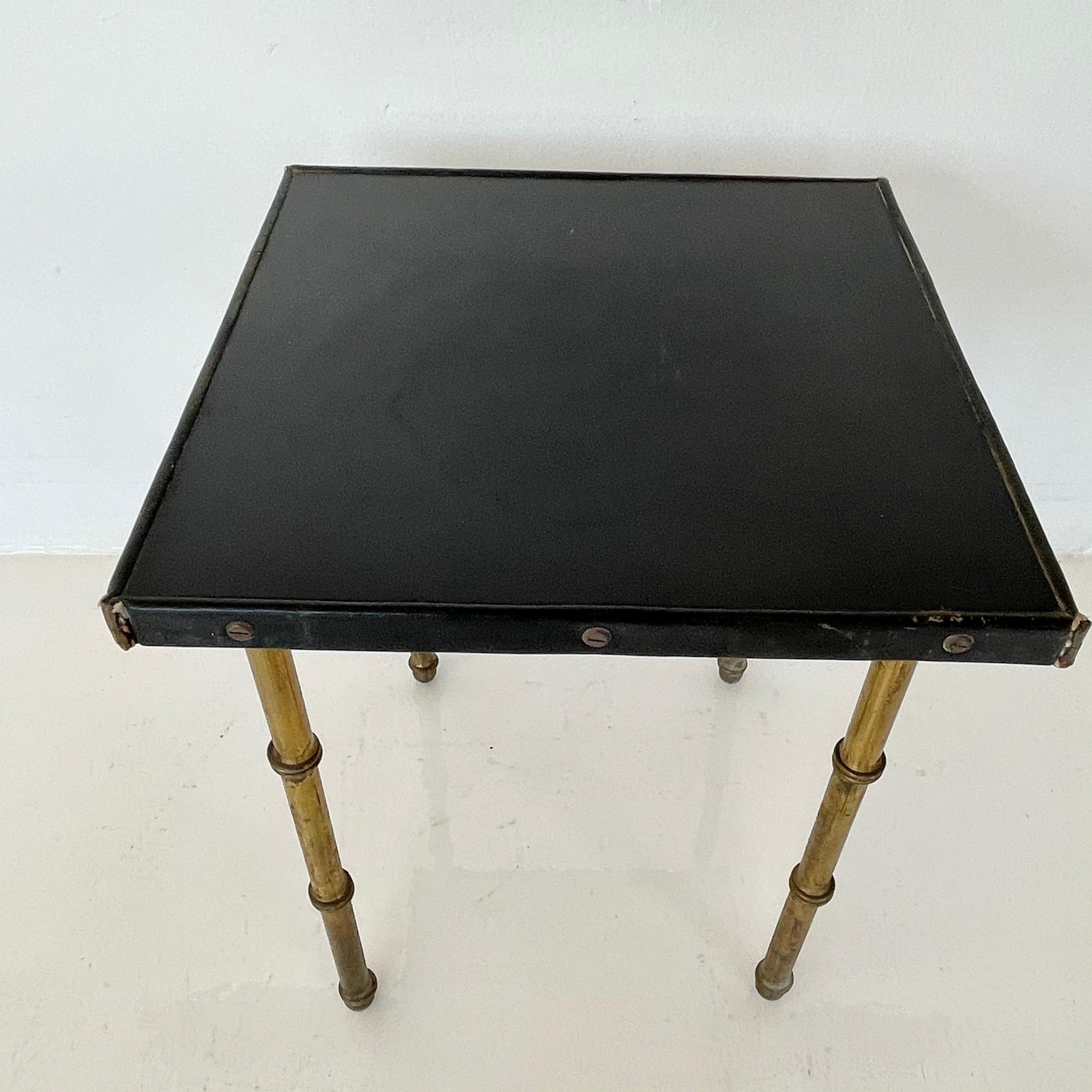 Pair of Jacques Adnet Leather and Brass Nesting Tables, 1950s France 11