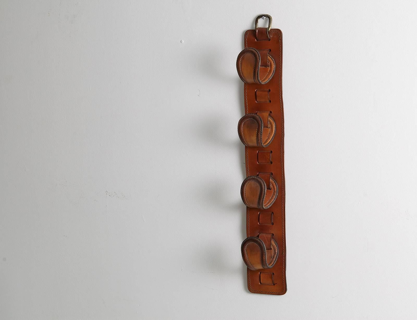 Pair of Jacques Adnet Leather Wine Holders or Hooks 5