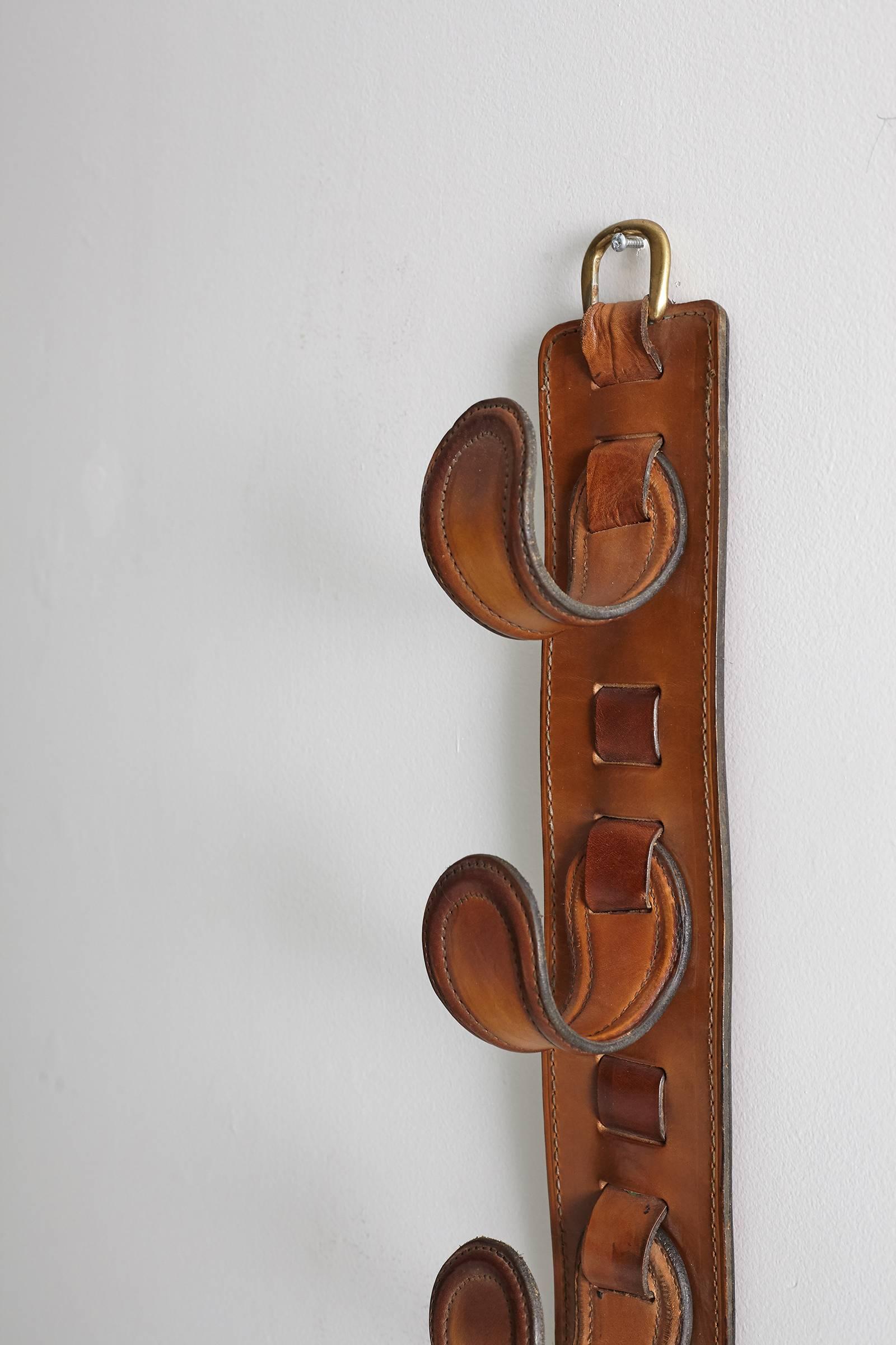 Pair of Jacques Adnet Leather Wine Holders or Hooks 6