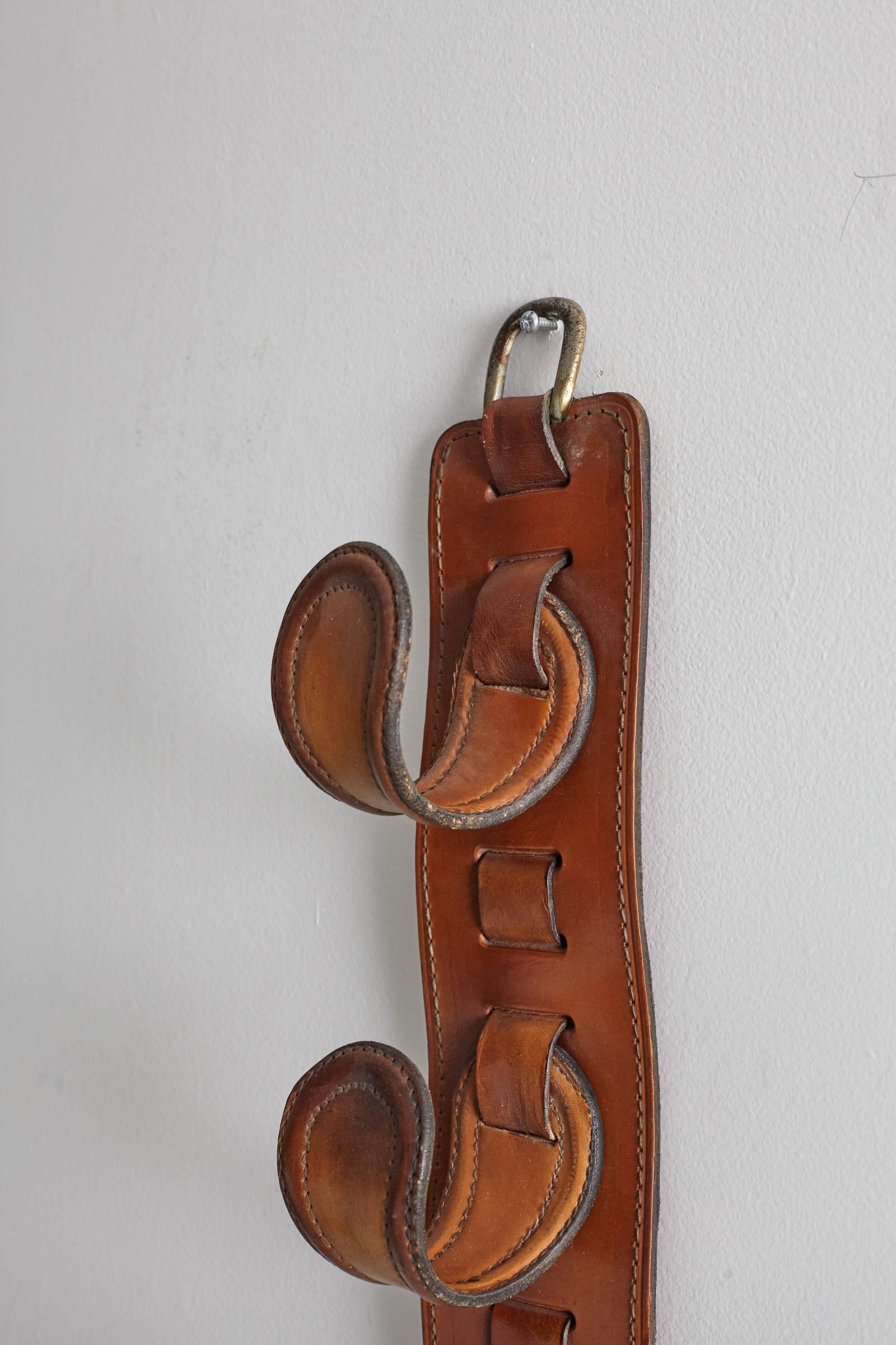 Pair of Jacques Adnet Leather Wine Holders or Hooks 9