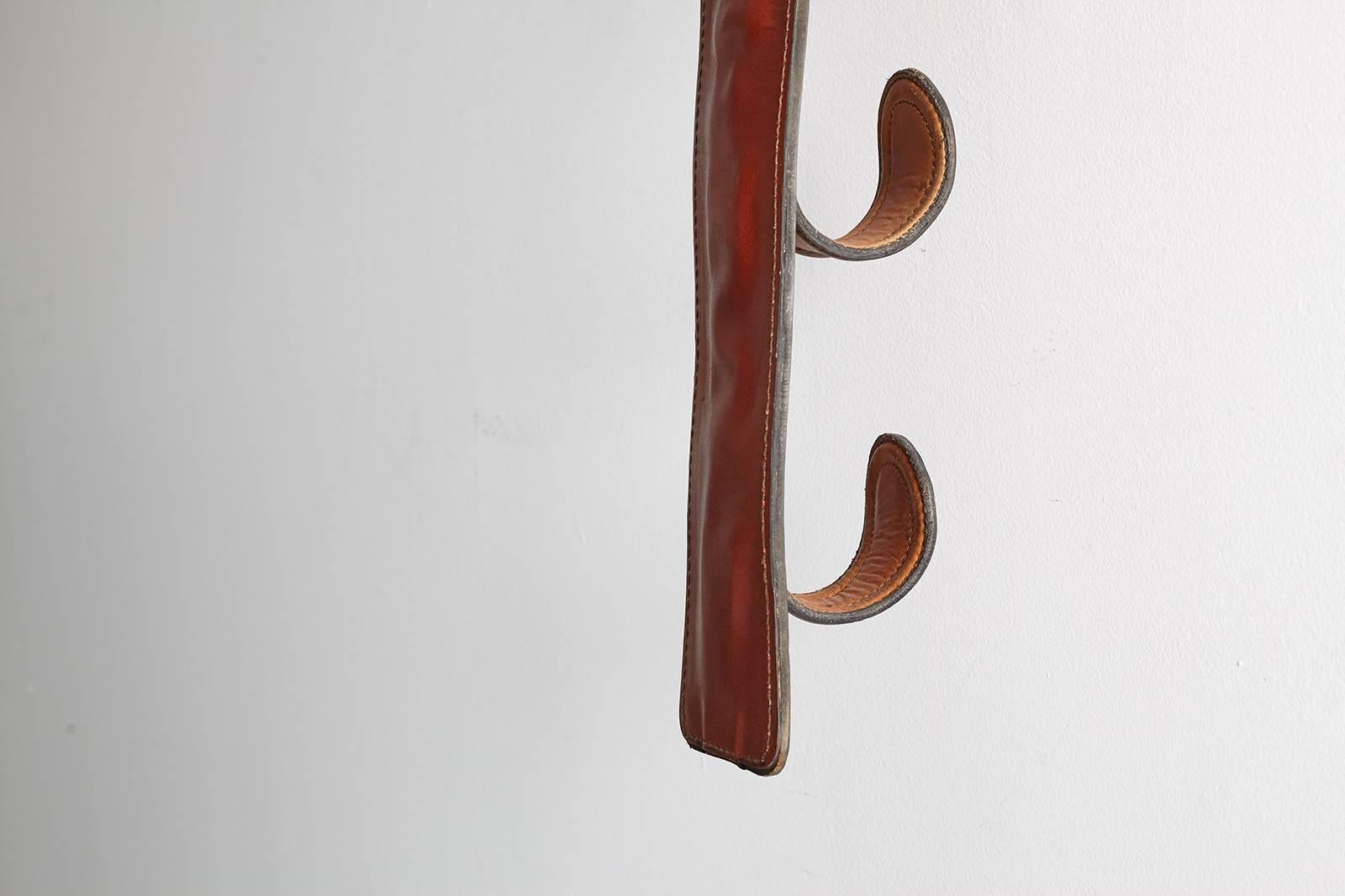 Pair of Jacques Adnet Leather Wine Holders or Hooks 10