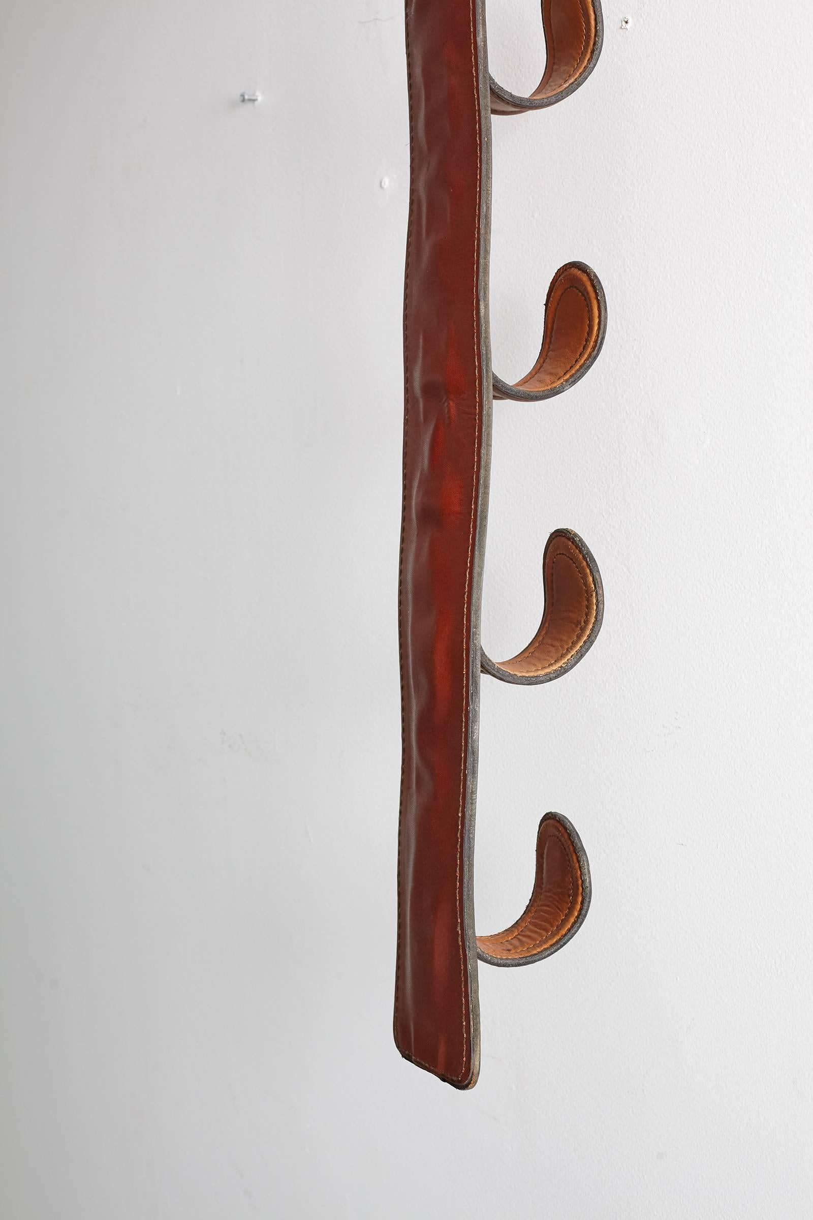 Pair of Jacques Adnet Leather Wine Holders or Hooks 11